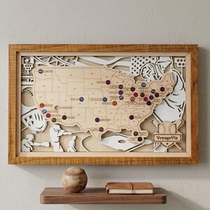 Custom MLB Stadium Map, USA Ballpark Tracker, Baseball Wall Art, Personalized Gift