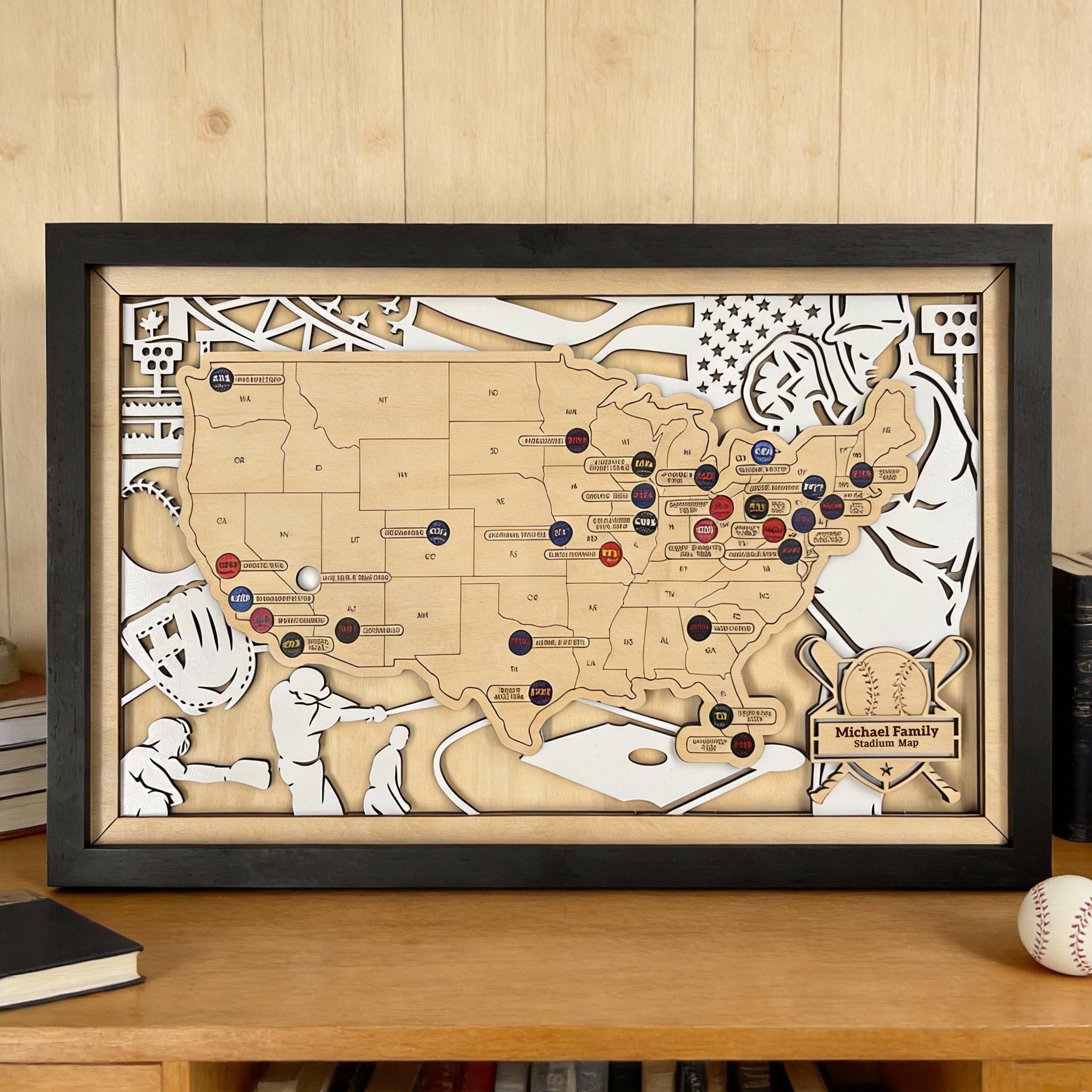 Personalized Baseball Stadium Map | Colorful Pin Board Art | Custom MLB ...