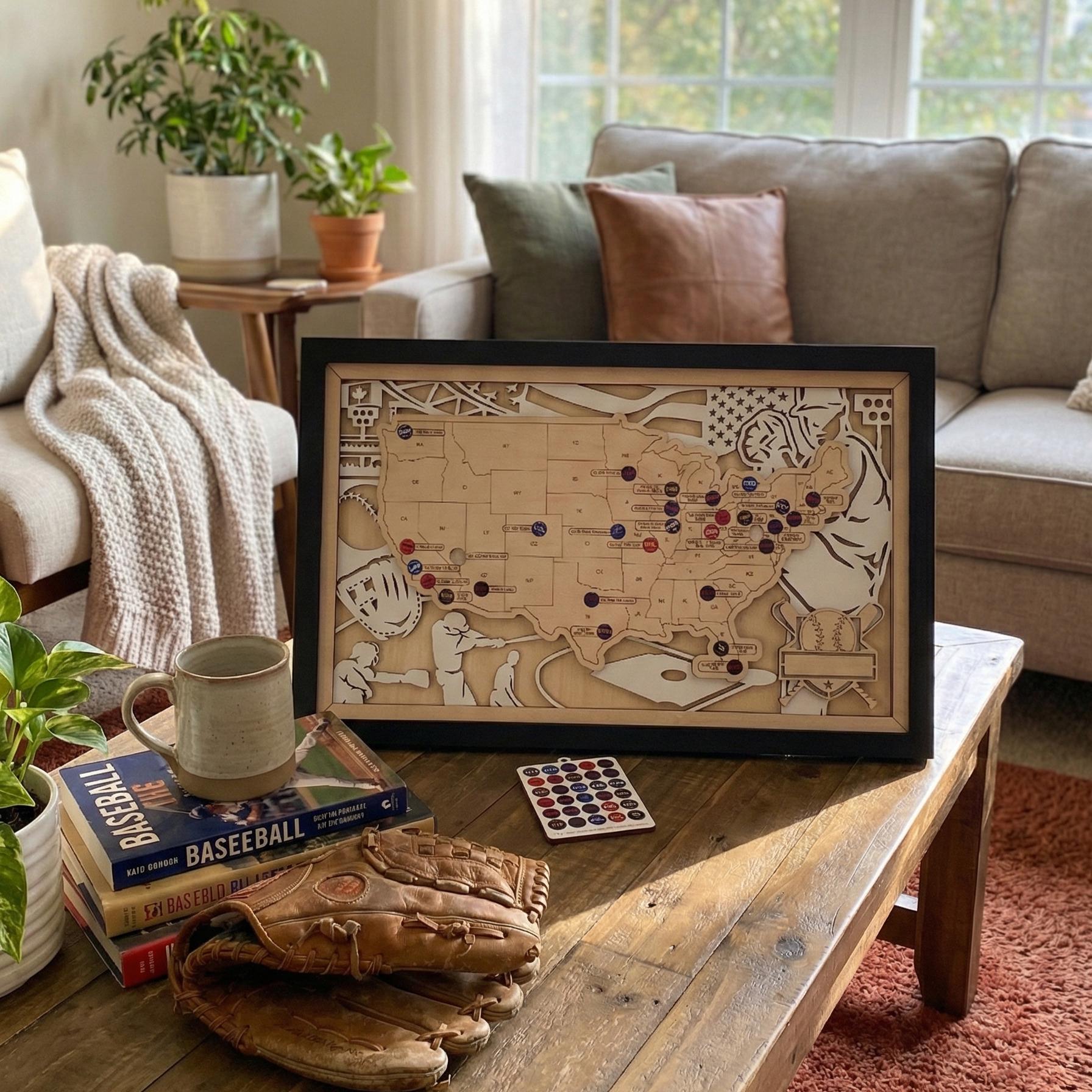 Personalized Baseball Stadium Map | Colorful Pin Board Art | Custom MLB ...