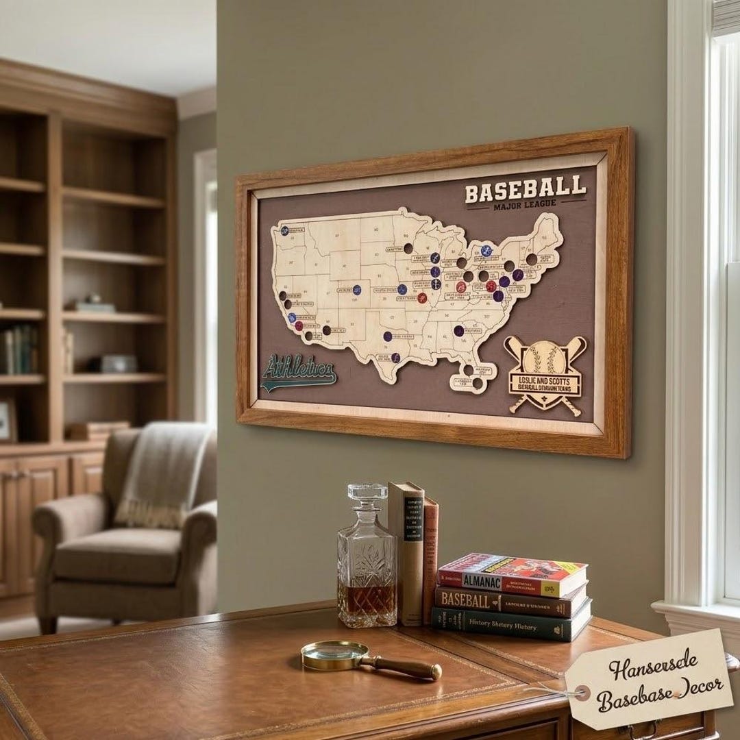 Custom Baseball Stadium Map, Personalized MLB Team Tracker, Colorful ...