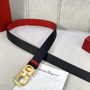 Authentic Salvatore Ferragamo leather belt Width:3.5cm/1.38in