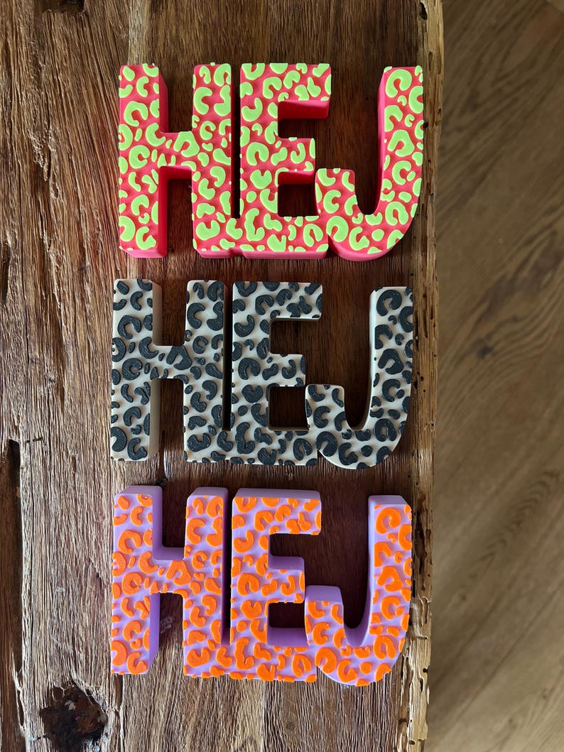 Hej Sign 3D File Lettering HEJ IN Leo Look in Stl and 3mf Format Including ...