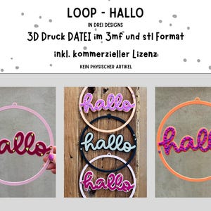 3D-bestand HELLO Loop - 3 ontwerpen in 3mf- en stl-formaat inclusief commerciële licentie