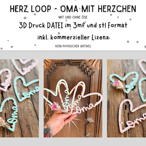 3D-fil Hjärtögla Mormor med små hjärtan - med och utan öljett - i 3mf- och stl-format inklusive kommersiell licens