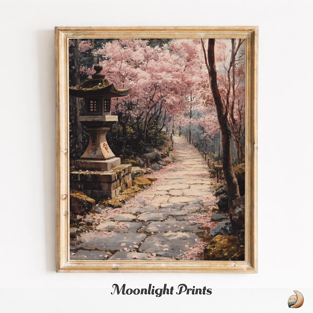 Cherry Blossom Path Print – Japanese Garden Landscape Art (digital ...