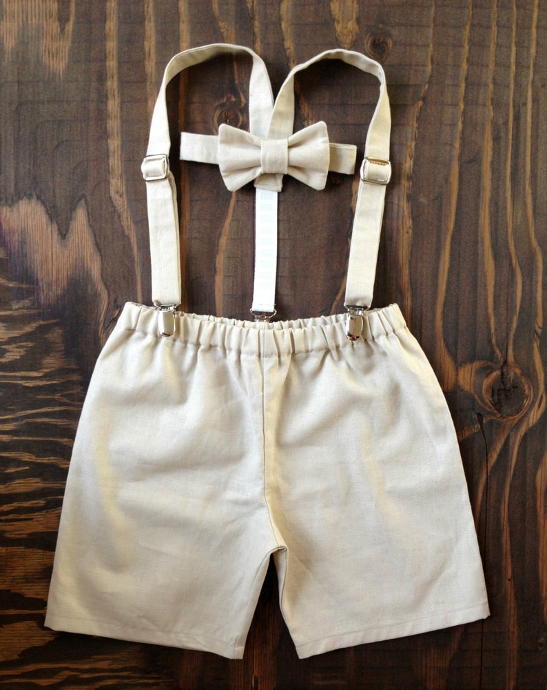 Ring Bearer Outfit Rustic, Beach Wedding, Newsboy Hats, Baby Boy, Shorts Suspenders Hat, Suspender Shorts, Linen Suspender Outfit, Page Boy image 3