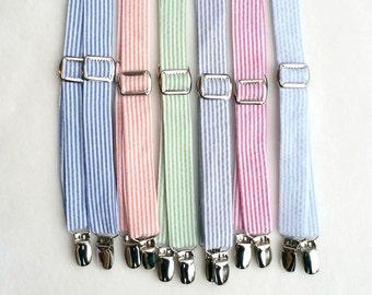 Seersucker Suspenders, Striped Suspenders, Kids Suspenders, Baby Suspenders, Braces, Baby Boy Accessories, Infant Boy, Pastel, Newborn