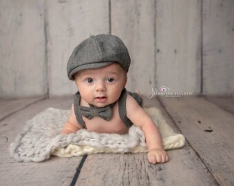 Baby Photo Outfits, Infant Boy Coming Home Outfit, Newborn Photo Outfit, 6 month photo outfit boy, 0-3 month Boy Clothes, Newsboy Outfit