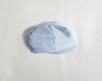 Sombrero seersucker gris, accesorio fotográfico para recién nacidos, sombreros gemelos para bebés, sombrero de niño panadero, accesorio para bebés, sombrero de manzana, sombrero Gatsby, niño pobre, regalo lindo para bebés