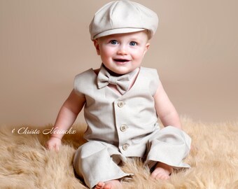 Ring Bearer Outfit, Ring Boy Outfit, Boy Photo Outfit, Boy First Birthday Outfit, Baby Boy, Ring Bearer Suit, Tan Ring Bearer, Khaki Suit