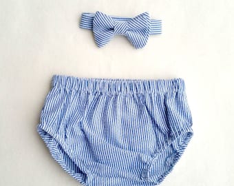 Diaper Cover Tie, Diaper Cover Set, Navy Blue, Seersucker, Bow Tie, Nappy Cover, Cake Smash Outfit, Boy Cake Smash, Boy Photo Outfit, Navy