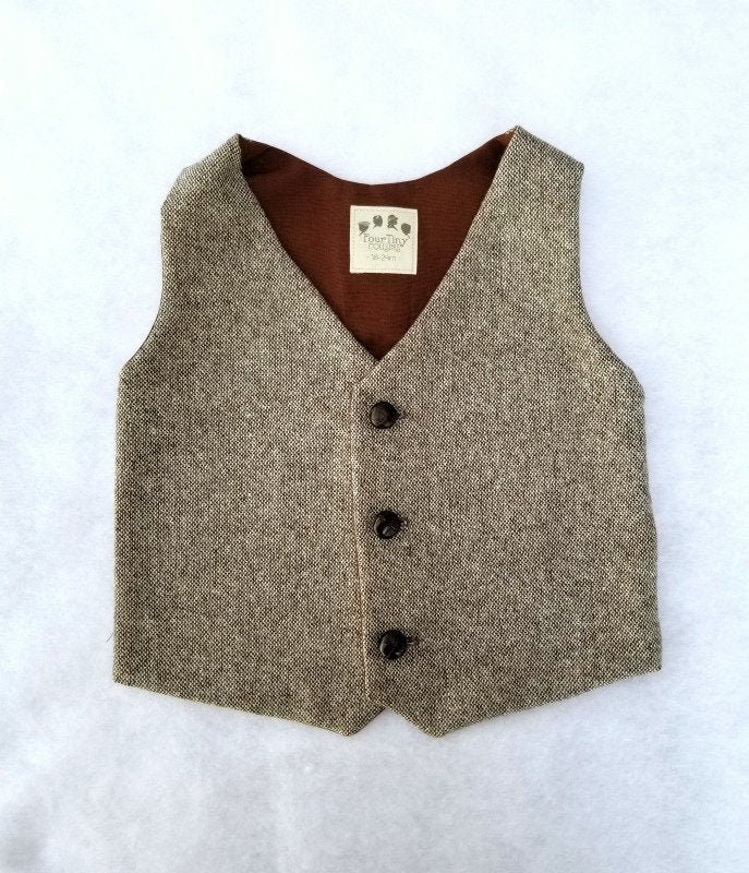 Baby and Toddler Boys Brown Wool Tweed Vest