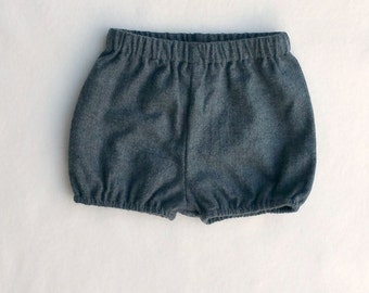 Charcoal Diaper Cover, Herringbone, Vintage Style, Grey Bloomers, Dark Gray Shorties, Nappy Cover, Boy Bloomers, Baby Boy Prop, Girl Shorts