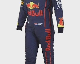 Combinaison Red Bull Racing personnalisée – Équipement de ventilateur Max Verstappen F1 (droits payés États-Unis)