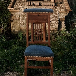 Antique Gothic Revival Prayer Chair with Hidden Storage Drawer, Belgian Oak Chapel Chair c.1900 | The Keeper of Forgotten Hymns