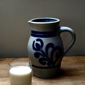 Vintage Westerwald Stoneware Pitcher | German Salt Glazed Cobalt Blue Jug | ' A Slow Morning Ritual'