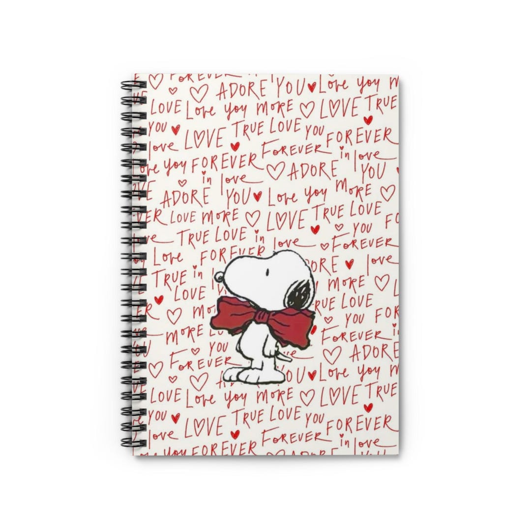 Snoopy Keyless Script Snoopy Love Script Spiral Work, School or Personal Notebook | Ruled ...