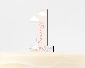 Personalized One Silly Goose First Birthday Cake Topper