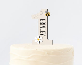 Name, Personalized, First Bee Day, Beeday Birthday, Bee Day Birthday,  First Birthday Cake Topper