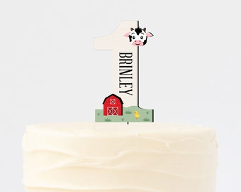 Personalized, Smash Cake, Barnyard first birthday, Barn Animals Birthday, Farm Animals 1st Birthday Cake Topper