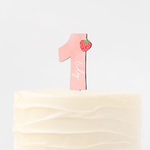 Name, Personalized, Smash Cake, Strawberry Cake Topper, Strawberry one, Berry First Birthday