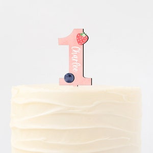 Name, Personalized, Smash Cake, Strawberry Cake Topper, Strawberry one, Daisy, Berry First Birthday, Blueberry