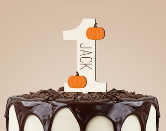 Personalized Pumpkin 1st Birthday Cake Topper, Smash Cake, Wood