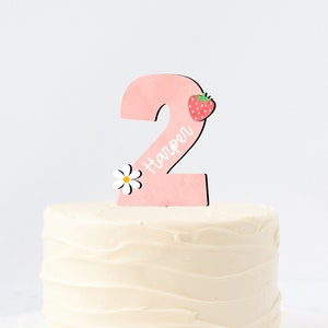 Name, Personalized, Smash Cake, Strawberry Cake Topper, Strawberry two, Daisy, Two Sweet