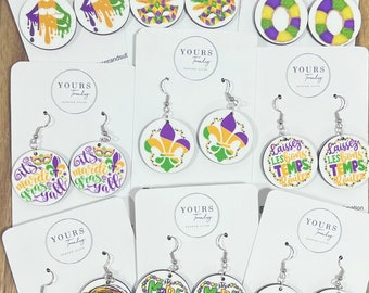 Mardi Gras Earrings, Custom earrings, Earrings