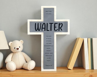 Personalized Baptism Cross | Baby Christening Gift | Custom Nursery Decor | Religious Keepsake for Godchild or Infant