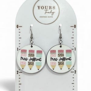 Personalized Teacher Earrings, Teacher Earrings, Teacher appreciation, Back to school Pencils Circle