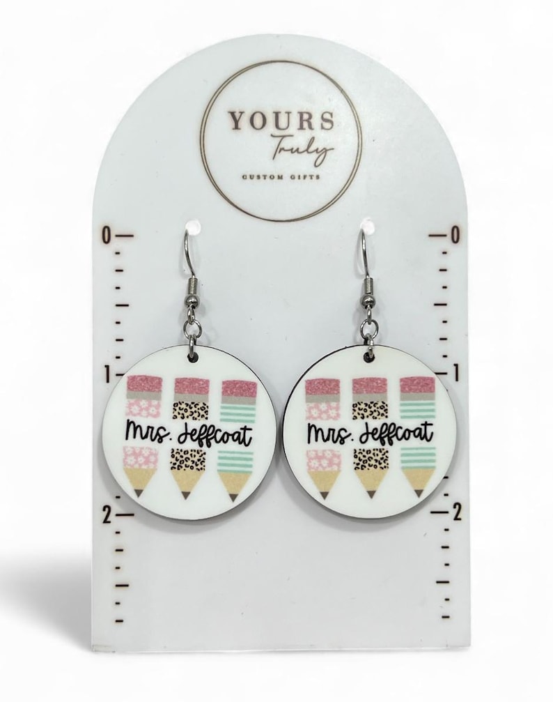 Personalized Teacher Earrings, Teacher Earrings, Teacher appreciation, Back to school Pencils Circle