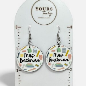 Personalized Teacher Earrings, Teacher Earrings, Teacher appreciation, Back to school Supplies Light