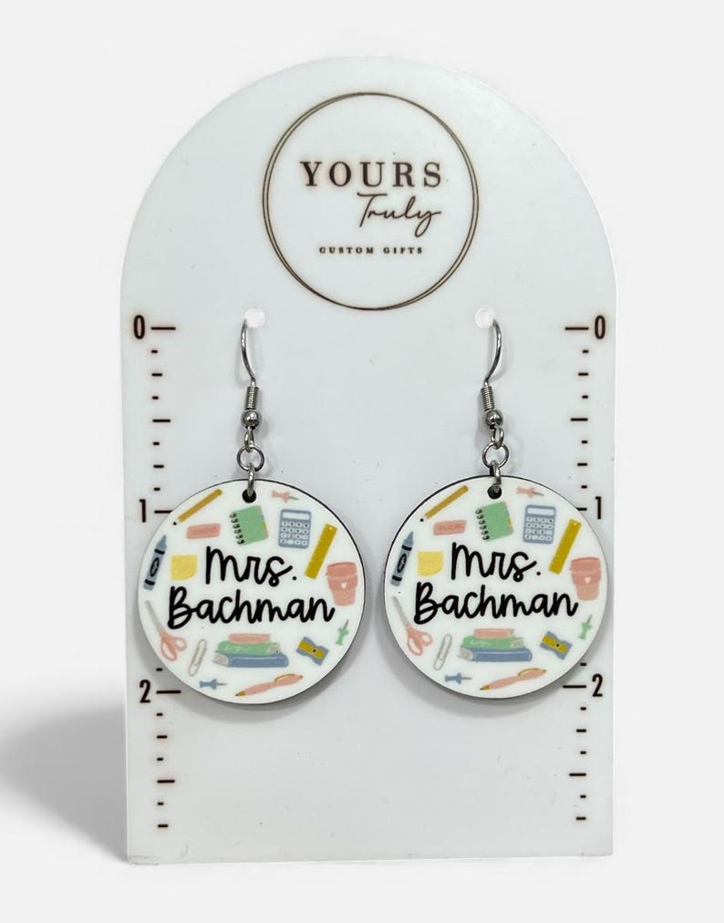 Personalized Teacher Earrings, Teacher Earrings, Teacher appreciation, Back to school Supplies Light