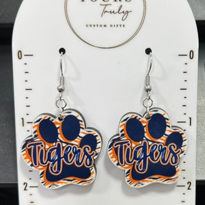 Blue and Orange Earrings, Game Day Earrings, School Mascot Earrings, Team Earrings