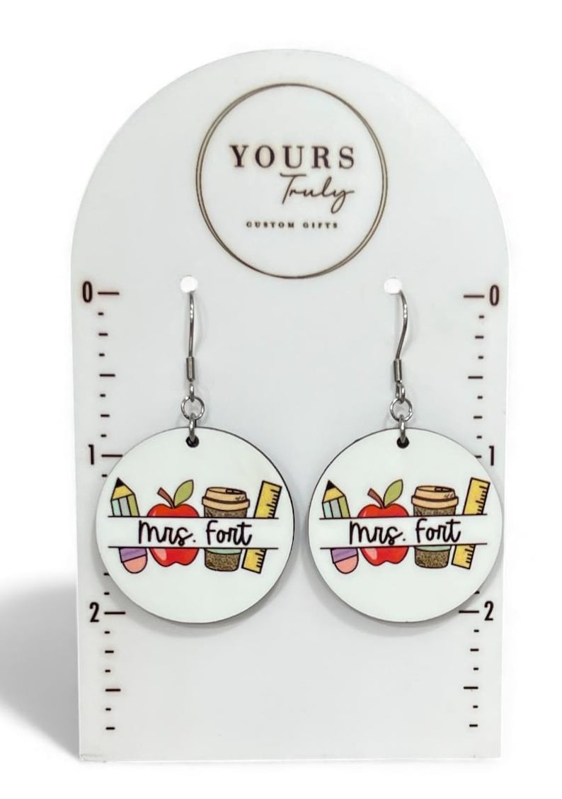 Personalized Teacher Earrings, Teacher Earrings, Teacher appreciation, Back to school image 11