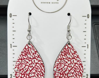 Maroon and White Earrings, Game Day Earrings, School Mascot Earrings, Team Earrings