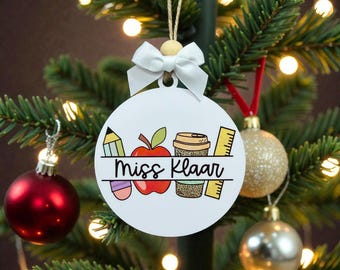 Personalized Teacher Ornament • Custom Name Christmas Gift