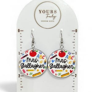 Personalized Teacher Earrings, Teacher Earrings, Teacher appreciation, Back to school Teacher Supplies