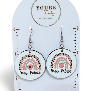 Personalized Teacher Earrings, Teacher Earrings, Teacher appreciation, Back to school Rainbow