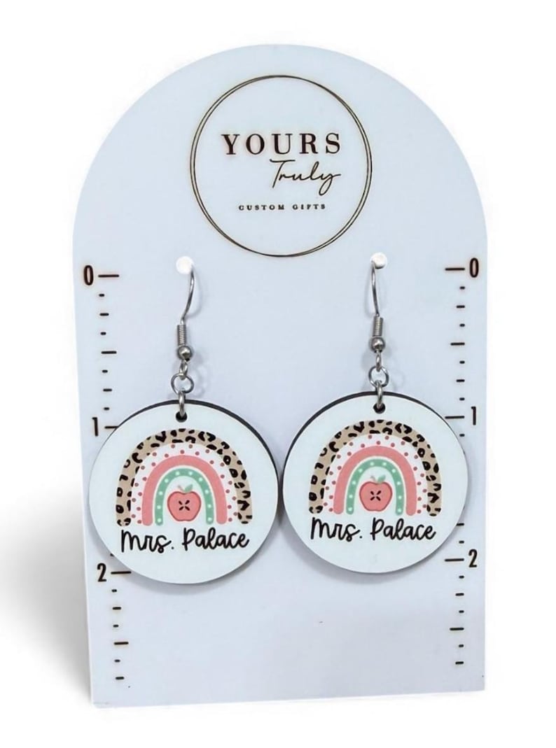Personalized Teacher Earrings, Teacher Earrings, Teacher appreciation, Back to school Rainbow