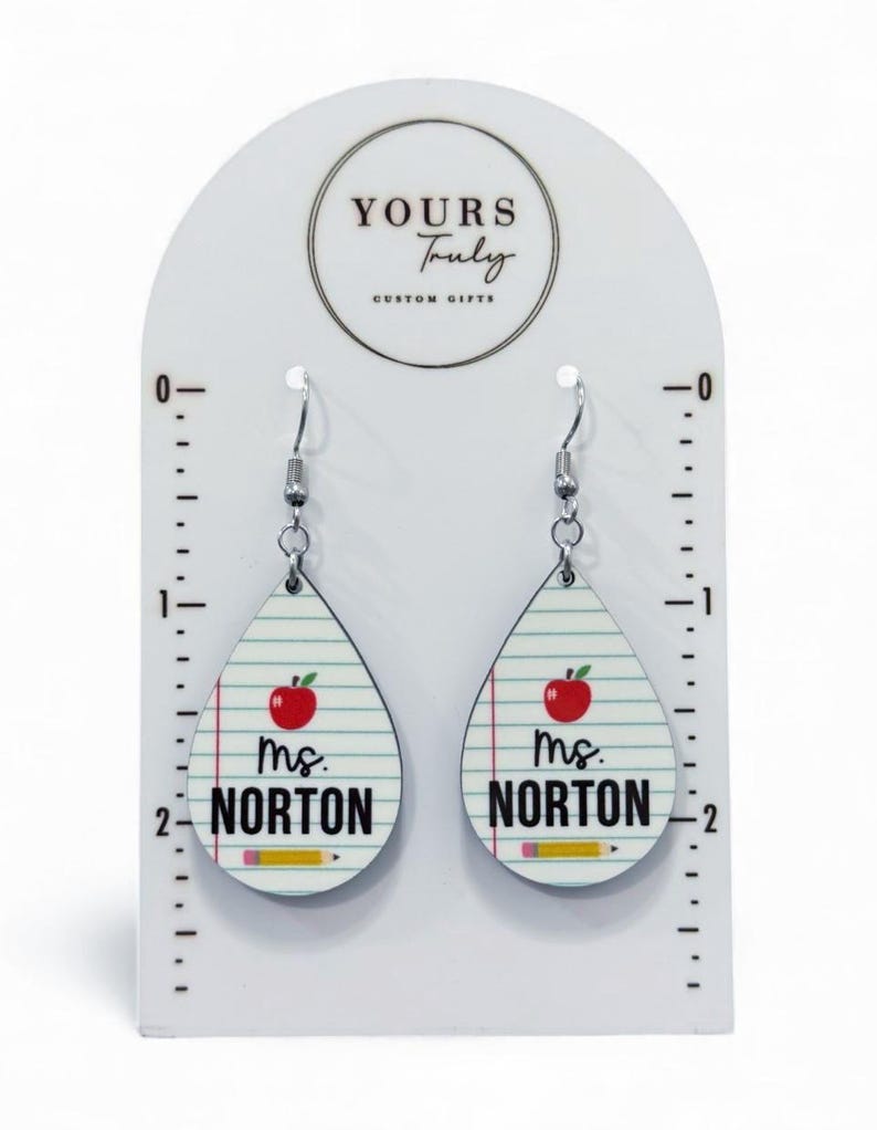 Personalized Teacher Earrings, Teacher Earrings, Teacher appreciation, Back to school Notebook Teardrop
