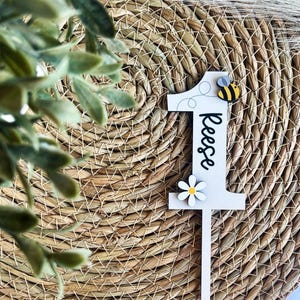 Name, Personalized, First Bee Day, Beeday Birthday, Bee Day Birthday, First Birthday Cake Topper image 3