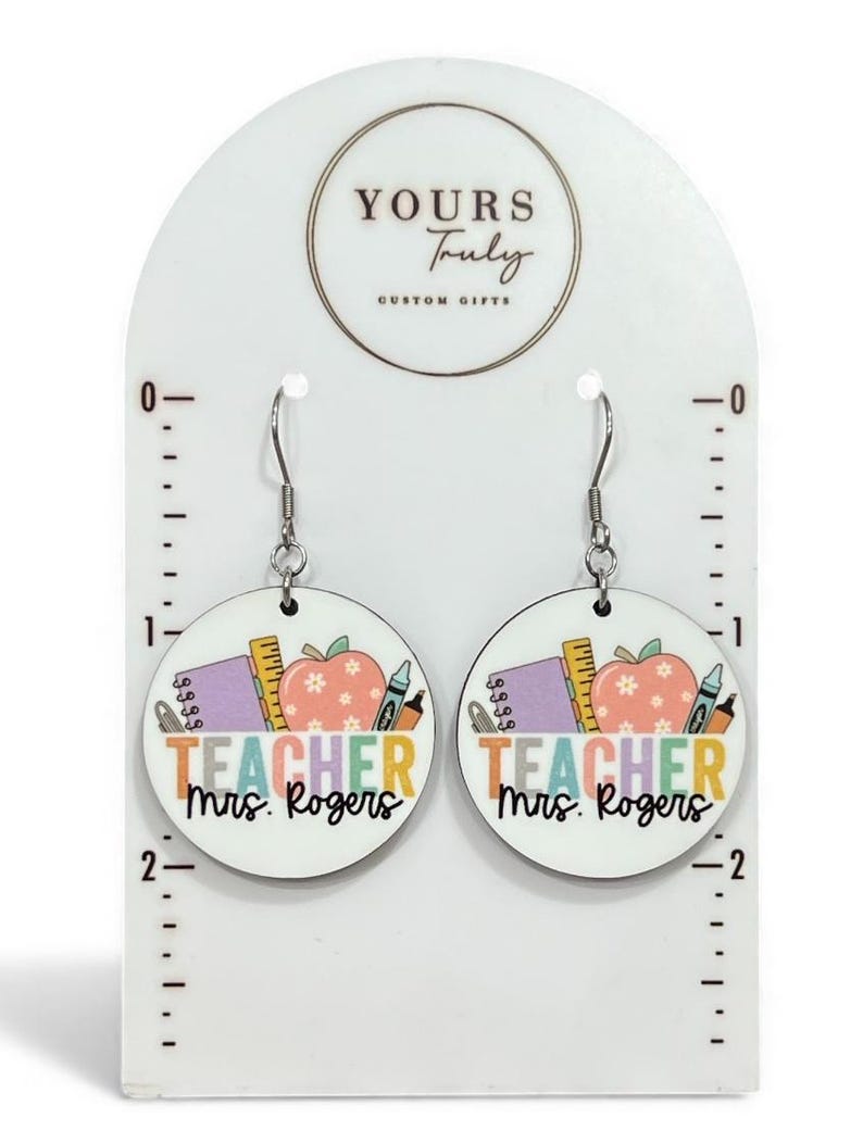 Personalized Teacher Earrings, Teacher Earrings, Teacher appreciation, Back to school Colorful Teacher