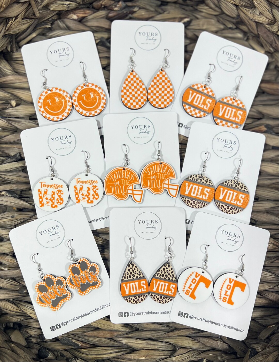 College Team Earrings Go Vols Volunteers Orange and White Etsy