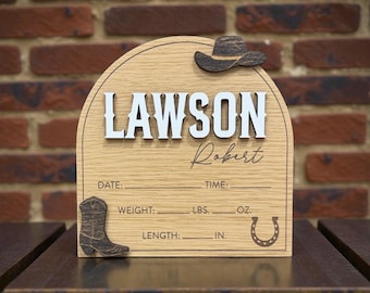 Western Baby Announcement Sign | Personalized Nursery Decor