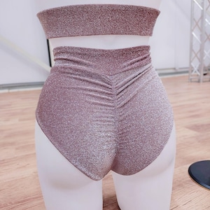 Glitterend scrunchbroekje voor paaldansen met hoge taille