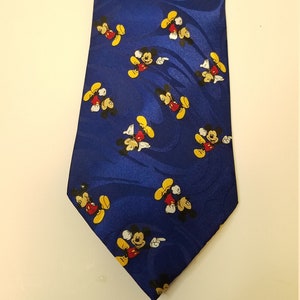 Blue Mickey Mouse Dance Moves Darren Hand Made Silk Necktie