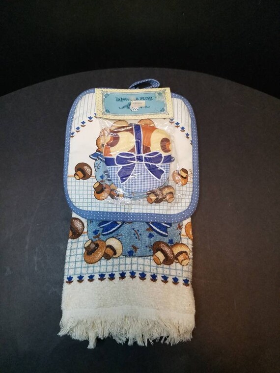 Vintage Cecil Saydah Mushrooms Kitchen Towel Pot Holder Etsy