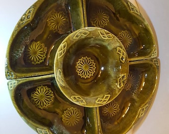 Vintage Wade Of California Pottery Green Apple 5 Piece Plus Lazy Susan Set
